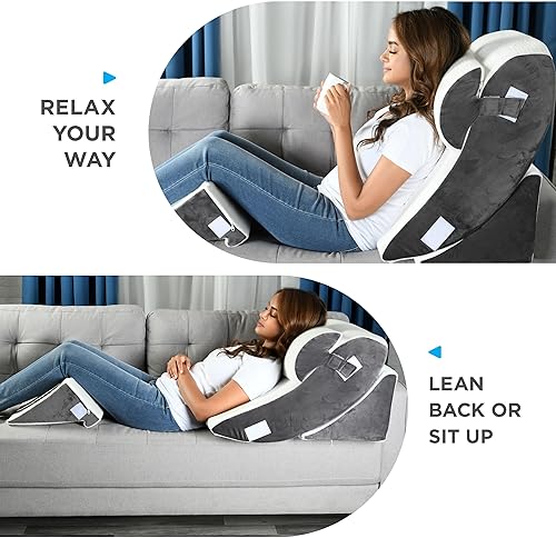 Miniatura 7 de Gleur - Juego de 4 almohadas de cuña para dormir, almohada ortopédica para poscirugía, incluye una almohada de escritorio pendiente de patente,