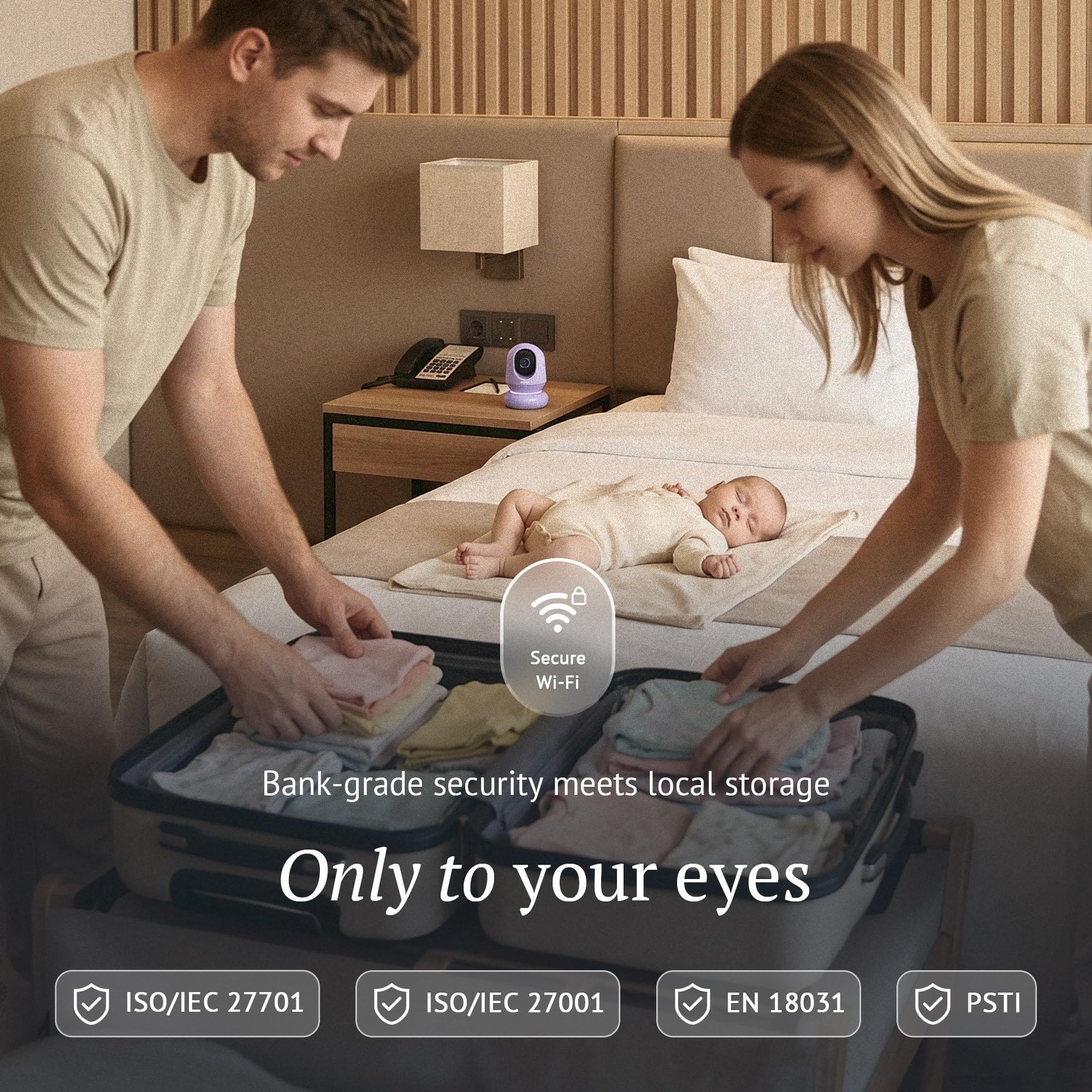 Monai Nest WiFi Baby Monitor con fotocamera e audio, portatile, batteria 8H