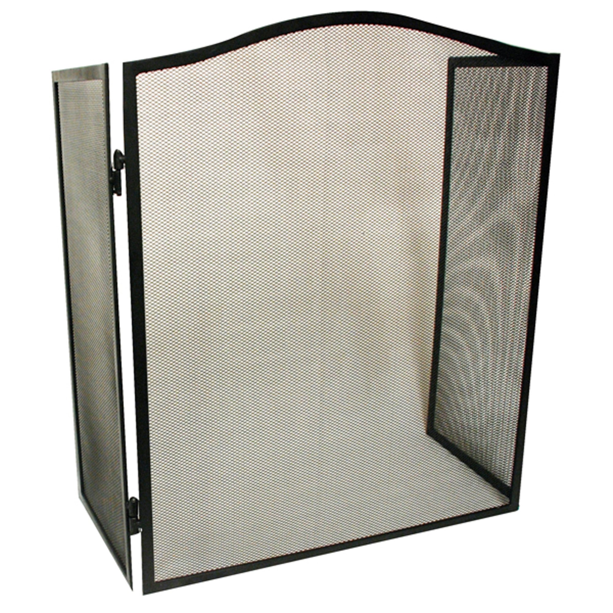 Kingfisher Black Fs4 Folding 3-Panel Steel Mesh Fireguard