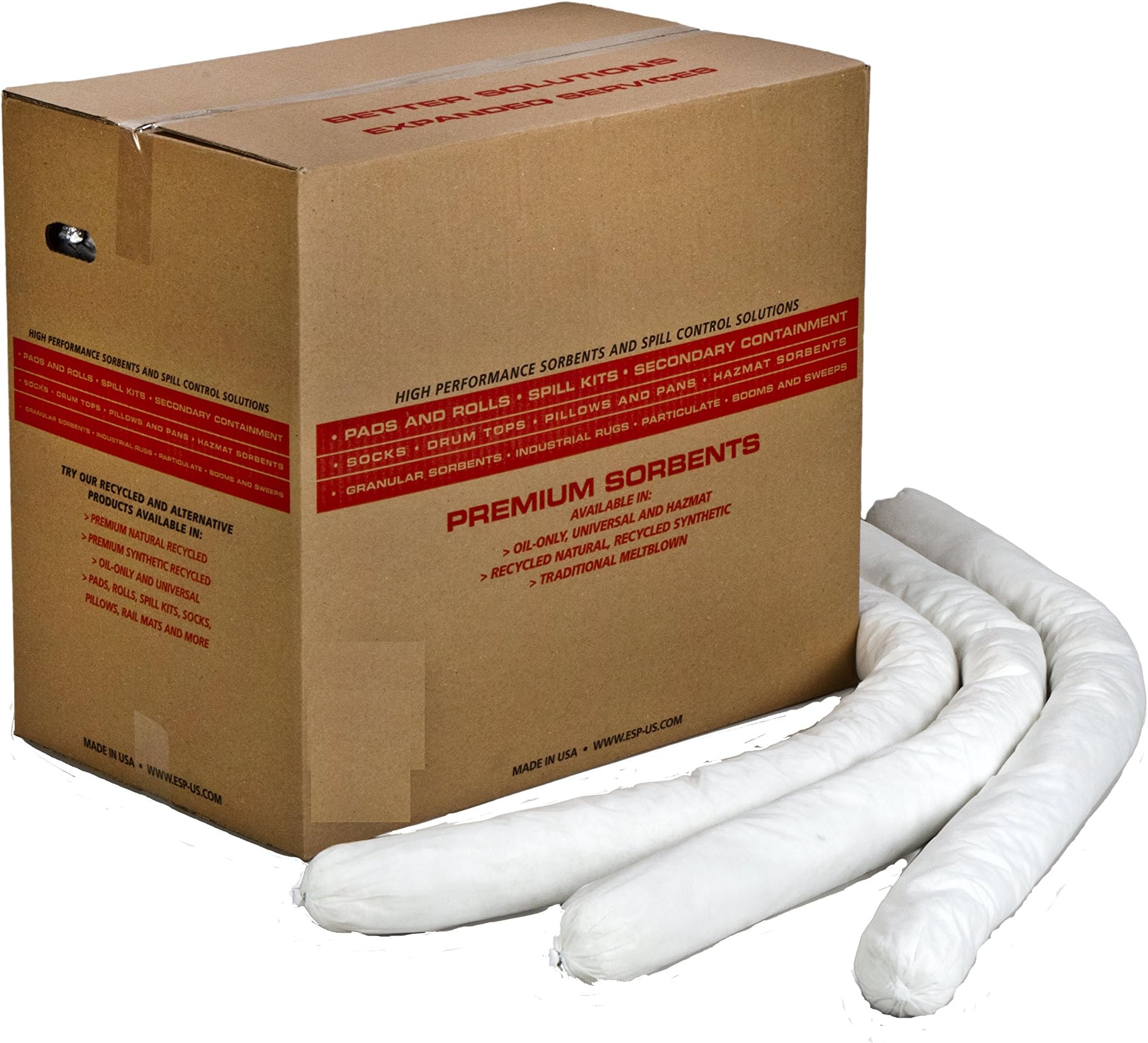 Evolution Sorbent Products 12WS34SB Poly-Cellulose Oil only Super Absorbent Flake Sock, 21 gal Absorbency, 3" Diameter x 48" Length, White (Pack of 12)