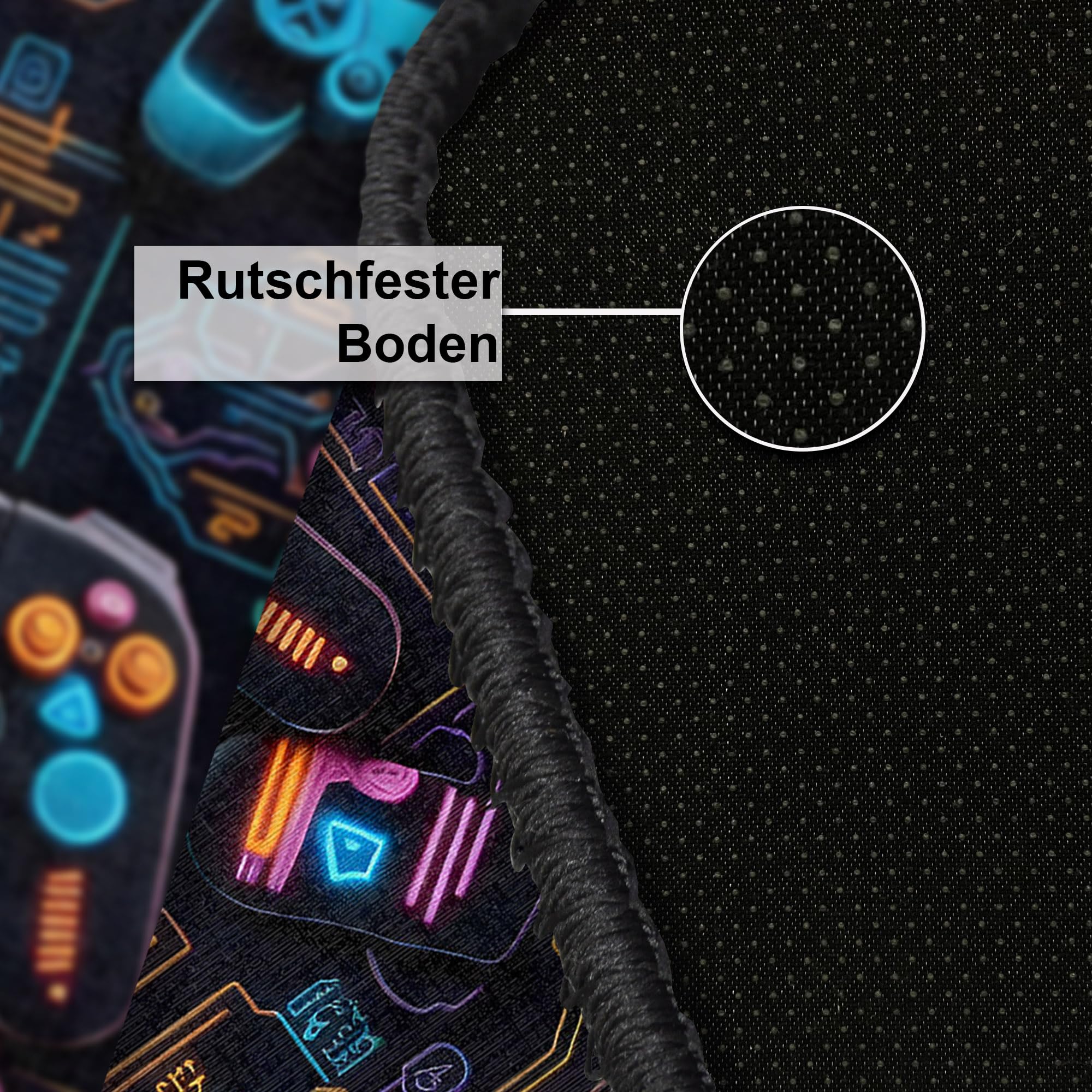 bamyum Blackcat Gamer Bedruckter Teppich Chenille-Druck Maschinell Hergestellt für Spielzimmer, Gamer-Teppiche für Schlafzimmer, Videospiel Waschbarer Gaming-Teppich 120Xx180