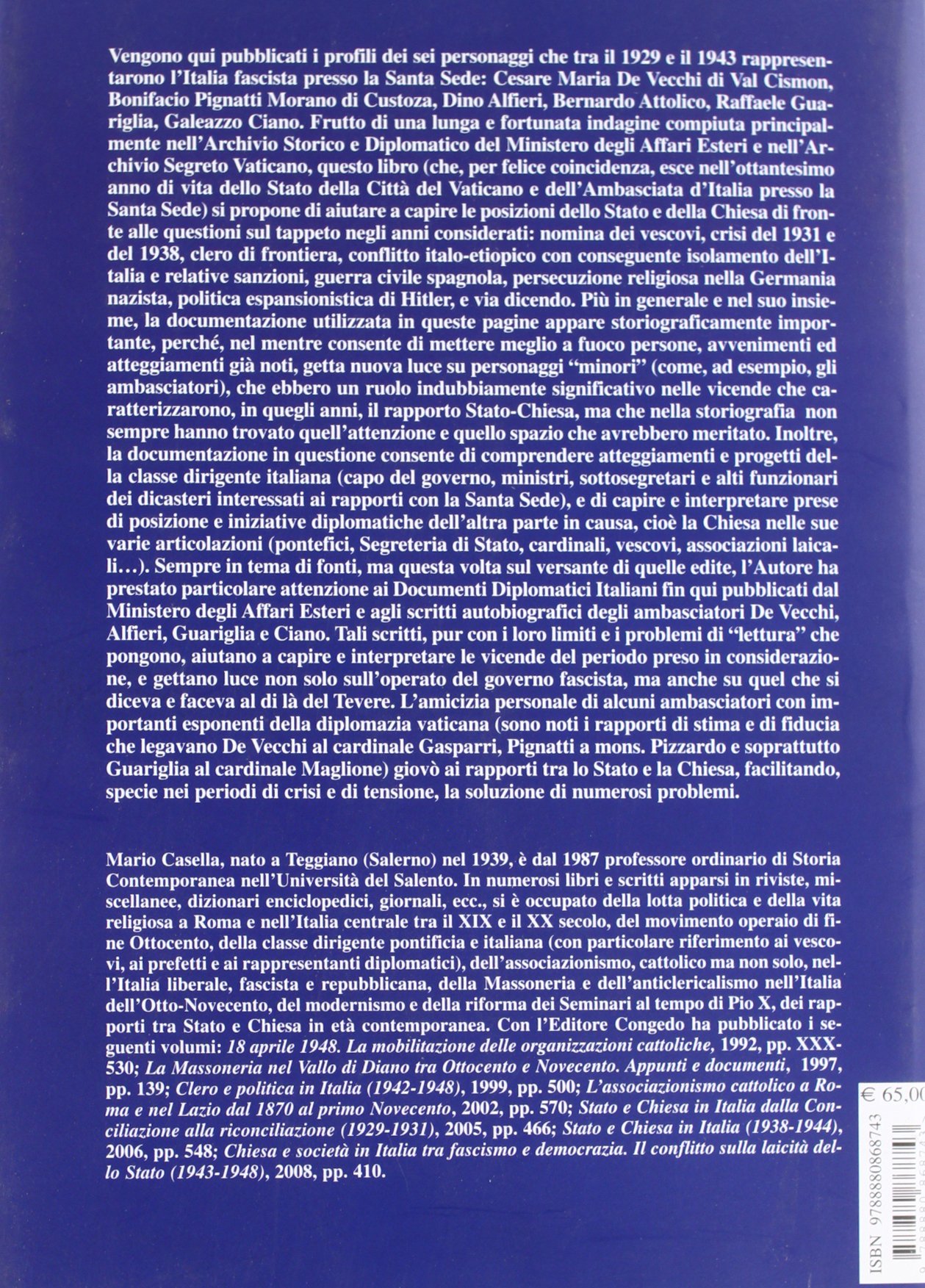 Gli ambasciatori d'Italia presso la Santa Sede del 1929 al 1943