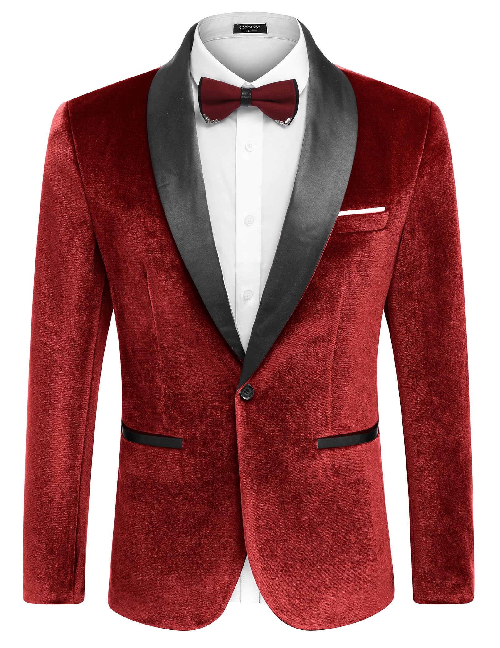 coofandy Men's Velvet Tuxedo One Button Jacket Dinner Prom Wedding Blazer Jacket-picture-27