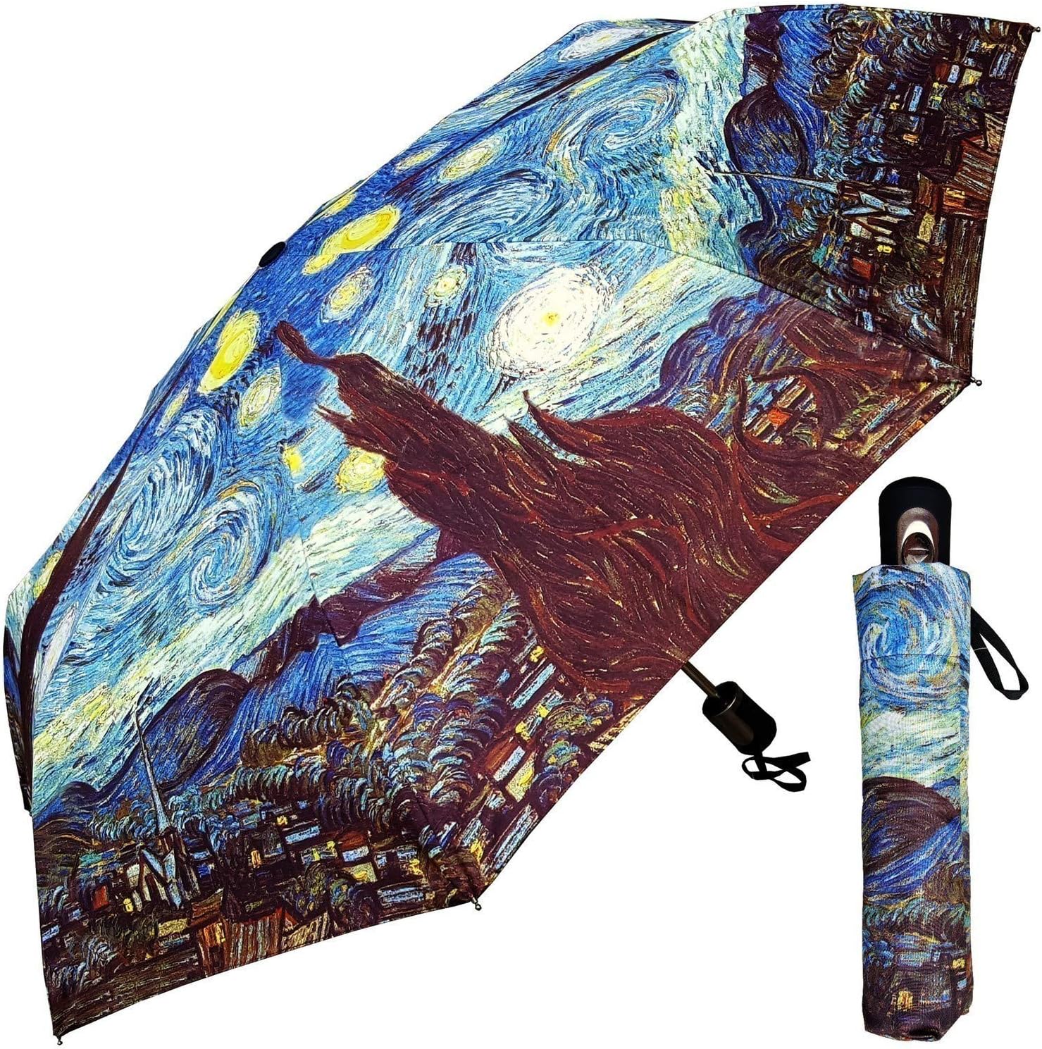 RainStoppers Umbrellas Umbrella - Fine Art Design: Starry Night by Van Gogh - 42" - with Matching case, Multi (W3523STARRY)