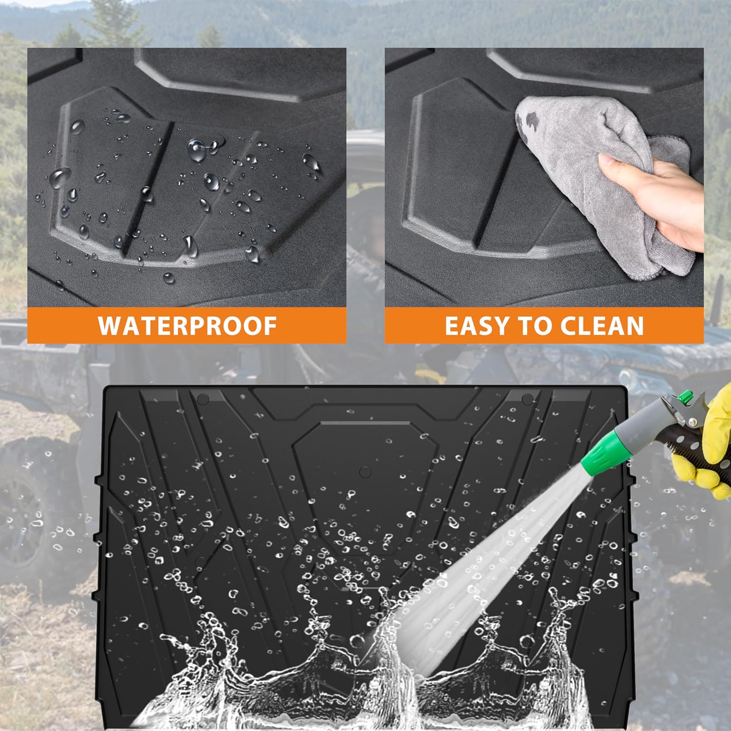 KEWISAUTO TPE Bed Mat Liners for CFMOTO Uforce 1000 XL 2019-2024, Rubber Rear Cargo Bed Mat All Weather Protection Slush Liner for CFMOTO Uforce 1000/1000 XL 2019-2024 Accessories - Image 4