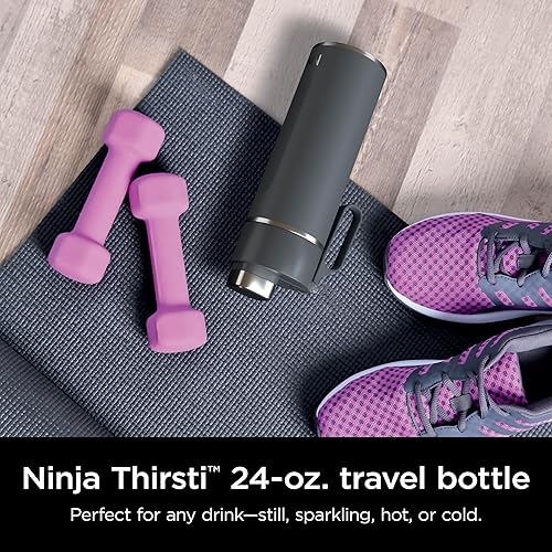 Miniatura 2 de Ninja DW2401GY Thirsti - Botella de agua de viaje de 24 onzas, para bebidas gaseosas carbonatadas, más frías y espumosas durante más tiempo, acero