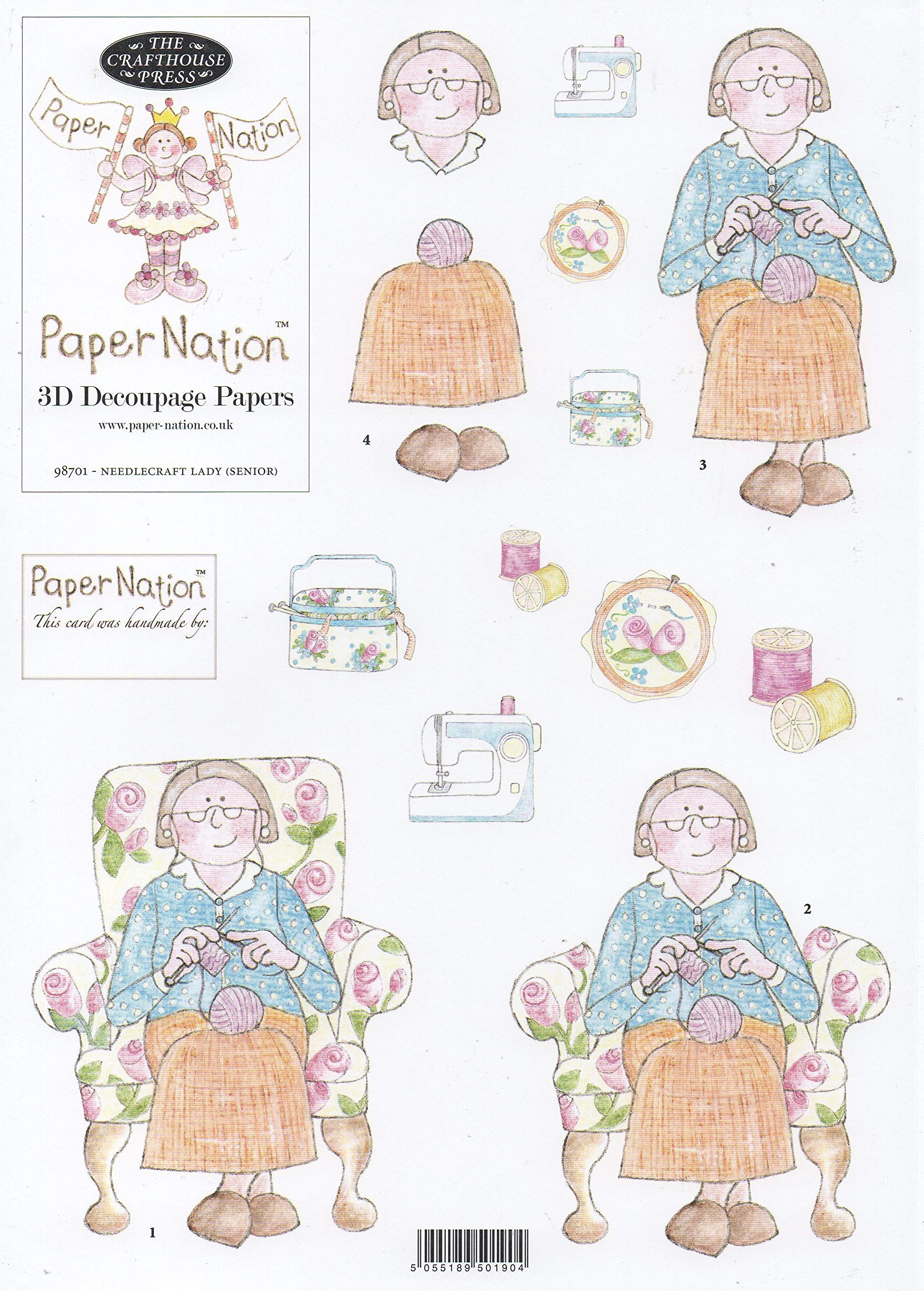 Paper Nation 3D Decoupage Papers - 98701 Needlecraft Lady (Senior)