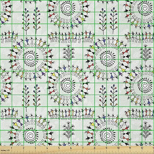 Miniatura 26 de Ambesonne The Yard - Tela de hibisco de flores tropicales en tonos de la vida real, tela decorativa para tapicería, cestas de almacenamiento