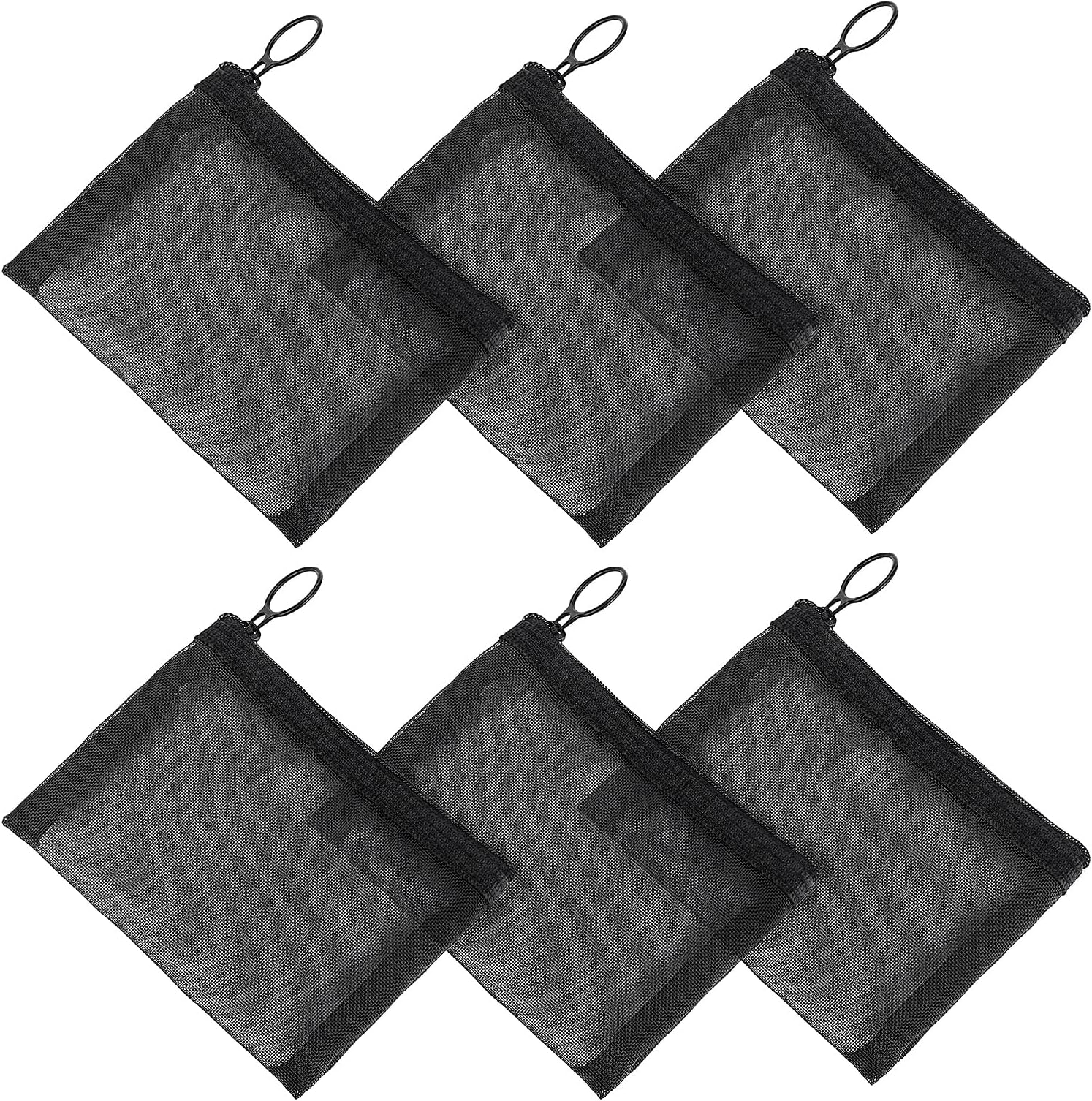 Sibba Mini Zipper Toiletry Bag Mesh Organizing Pouch 6 Packs Nylon Waterproof Small Purse Cosmetic Stationery Case Storage Makeup Bags Offices Travel Organizer Accessories Kit (S Size)
