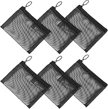 Sibba Mini Zipper Toiletry Bag Mesh Organizing Pouch 6 Packs Nylon Waterproof Small Purse Cosmetic Stationery Case Storage Makeup Bags Offices Travel Organizer Accessories Kit (S Size)
