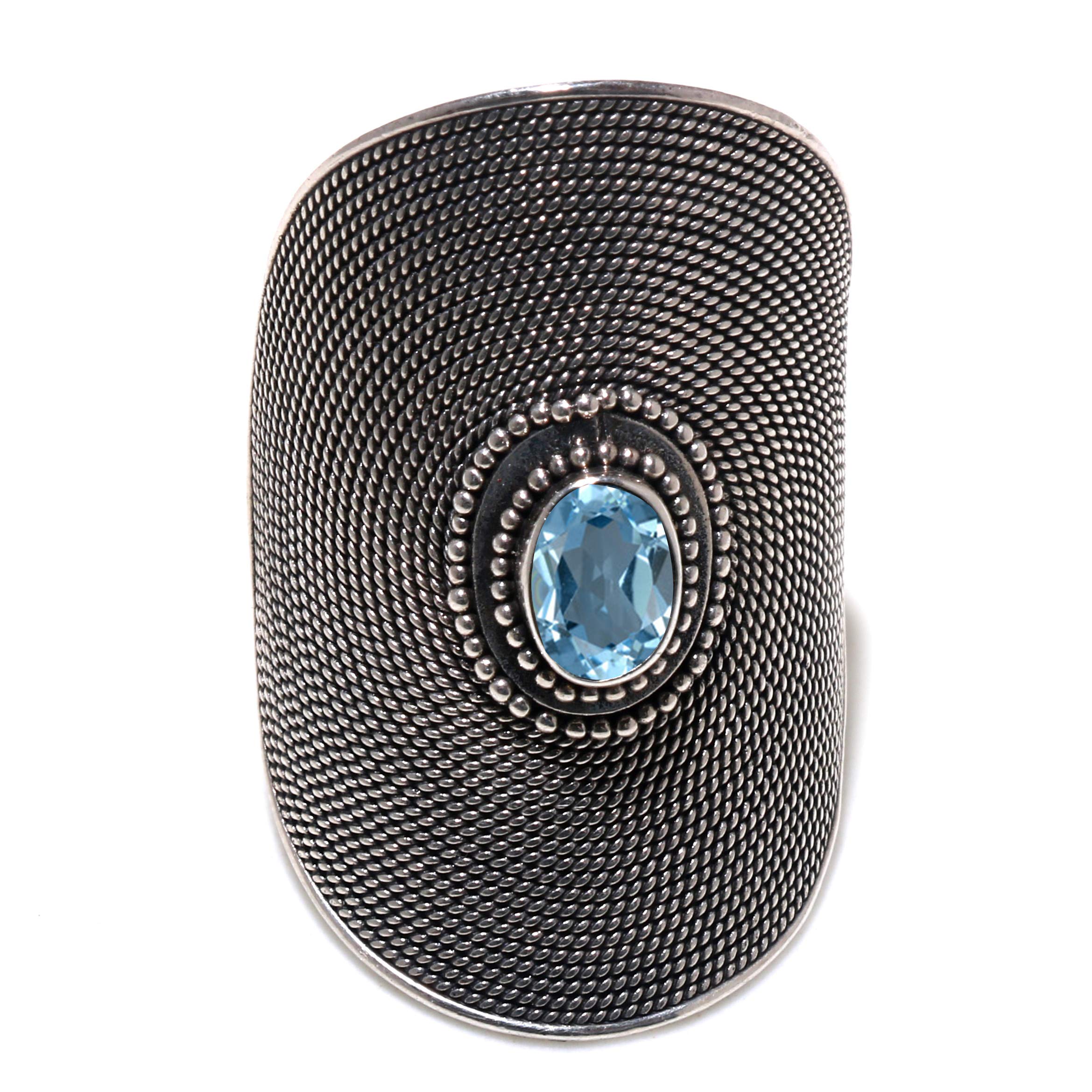 Bague topaze bleue en argent 925 style boho chic - 8