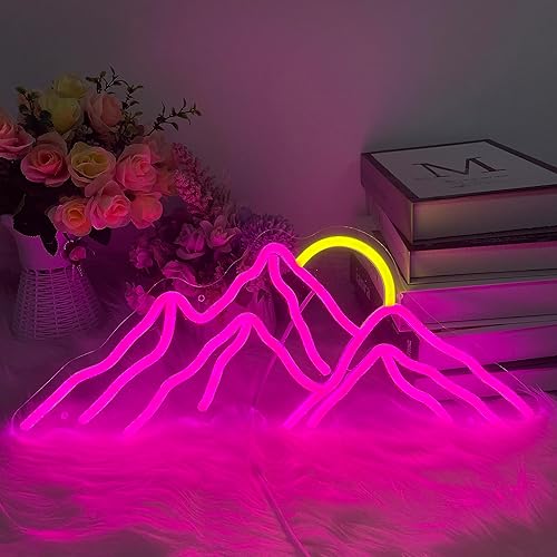 Miniatura 2 de Warmthwish Letrero de neón de montañas, amanecer, atardecer, luces LED personalizadas, decoración de pared del hogar, dormitorio, sala de juegos,