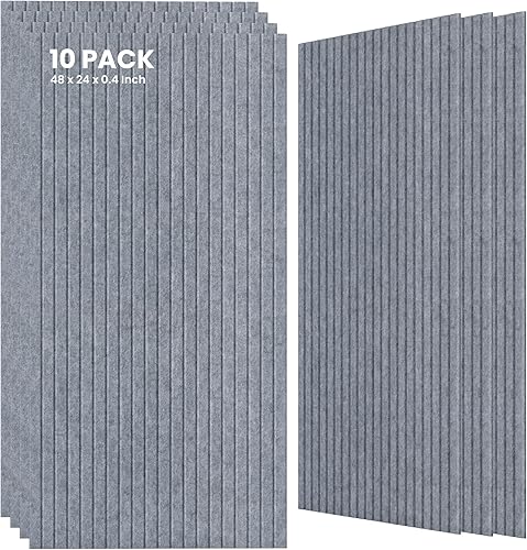 Miniatura 10 de Paquete de 10 paneles acústicos grandes, paneles de espuma a prueba de sonido de 48 x 24 x 0.4 pulgadas para paredes, paneles premium de