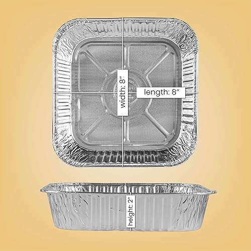 Miniatura 7 de PLASTICPRO Moldes de aluminio desechables de 9 x 9 x 2 pulgadas para hornear, utensilios de cocina perfectos para hornear pasteles, panes, brownies,