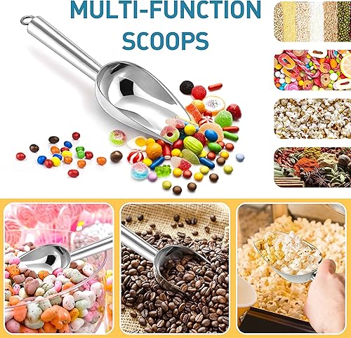 Miniatura 4 de Herogo Juego de 3 mini cucharas de hielo de 3 onzas, cuchara pequeña de acero inoxidable para caramelosharinafrijolesalimentos de mascotascubitos de