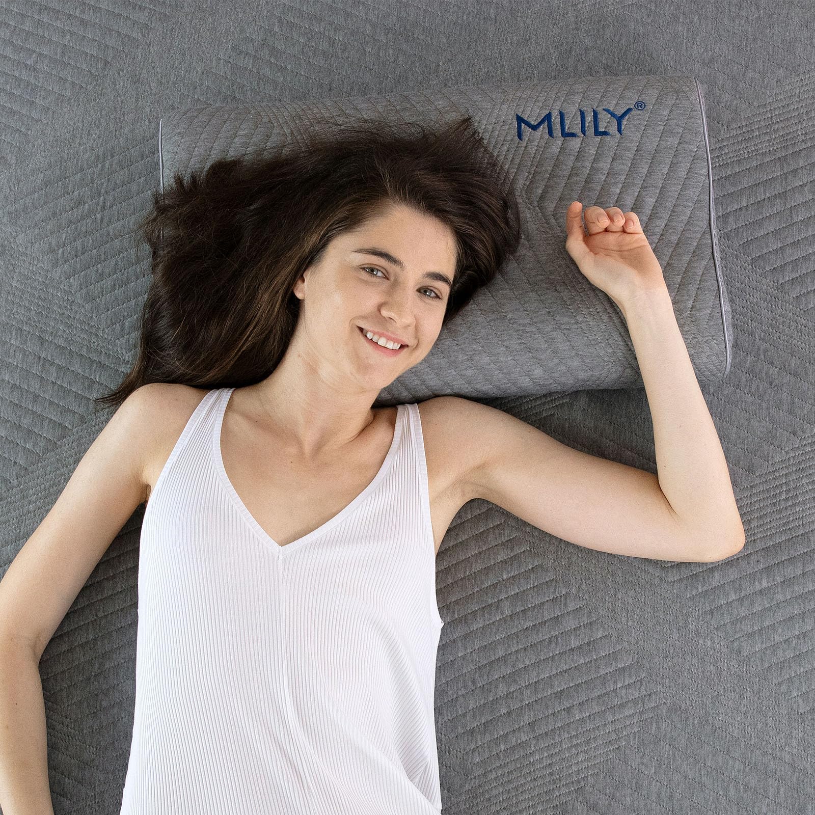 MLILY Kopfkissen Otico 60x35 cm, Bequemes Kissen aus Zerkleinertem Memory-Schaumstoff, Ergonomisches Nackenkissen 60x35 cm, Abnehmbarer und Waschbar Bezug, Nach Oeko-Tex und CertiPur Zertifiziert