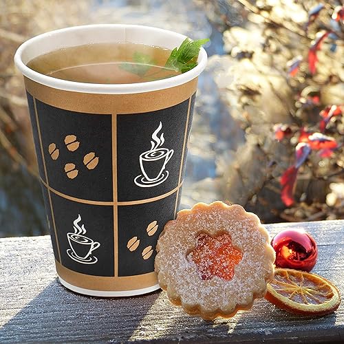 Miniatura 8 de JUST PACK IT 12 oz  500 juegos con tapas Tazas de café caliente de papel premium con tapas resellables  Bebidas calientes desechables sin fugas para