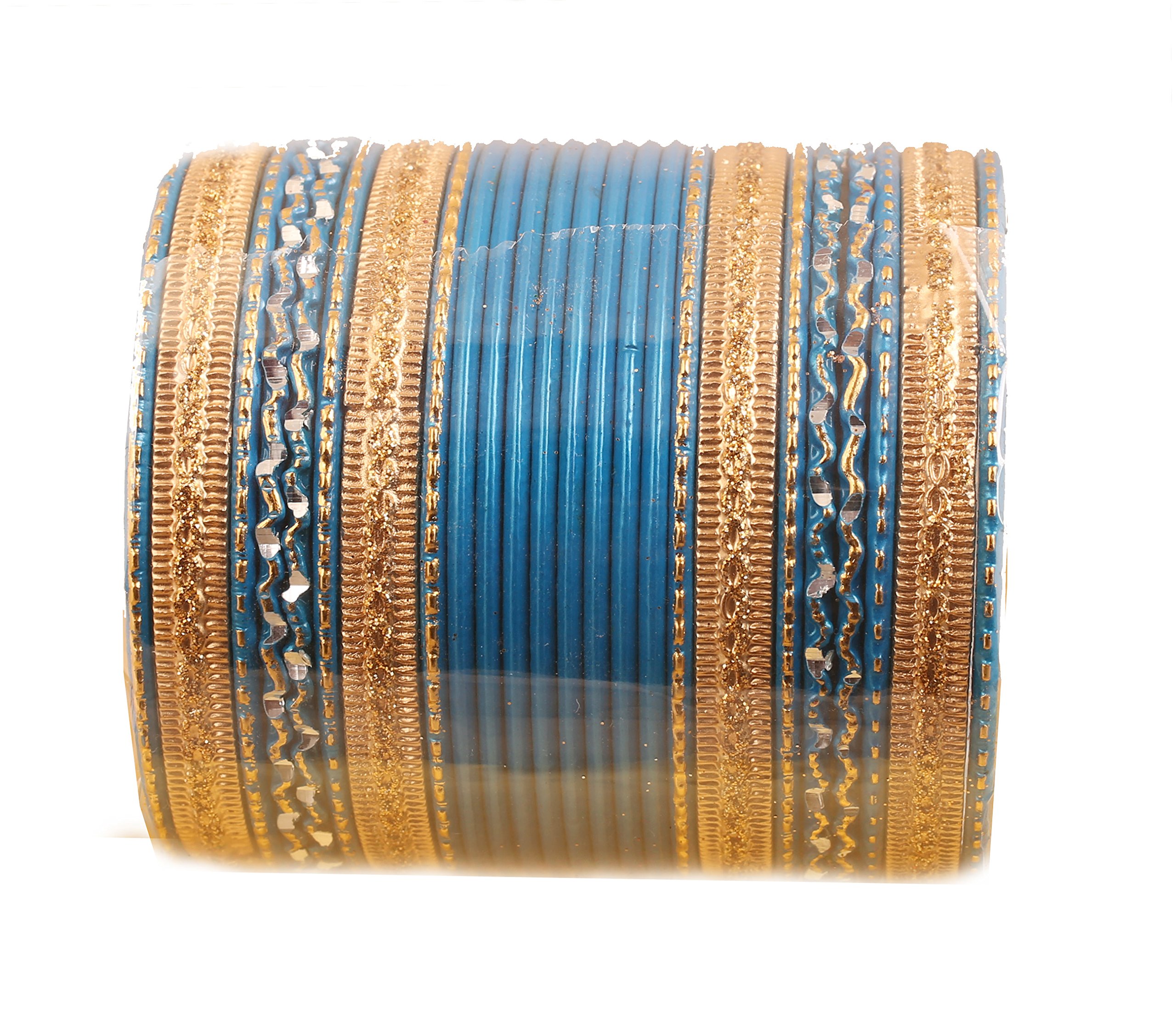 Colorful 2 Dozen Bangle Collection Indian Bollywood Alloy Metal Textured Designer Jewelry Special Large Size Bangle Bracelets Set of 24 in Antique Gold Tone Women
