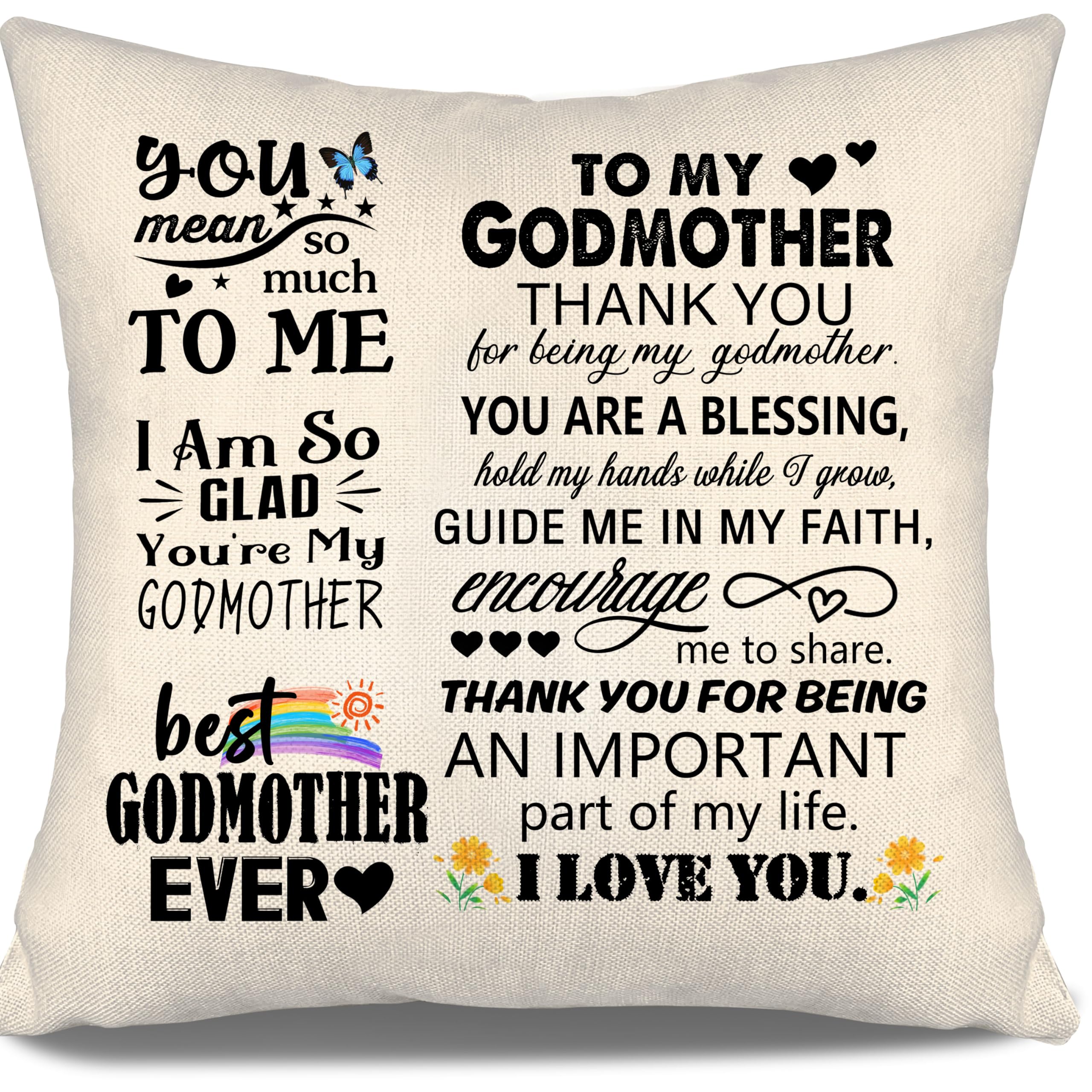 Aosumin To My Godmother Gift Cushion Cover Ideas for Godmother from Goddaughter Godson Birthday Mother's Day (godmother)