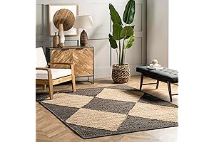 nuLOOM Pandora Diamond Jute Area Rug, 5' x 8', Black