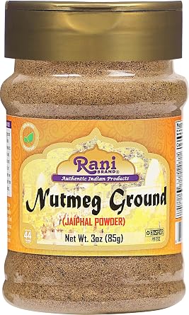 Rani Nutmeg Jaiphul Ground Powder Spice 3oz 85g PET Jar Perfect for Baking, Cooking, Smothies, Lattes & Dessert, All Natural | Vegan | Gluten Friendly | NON-GMO | Kosher | Indian Origin