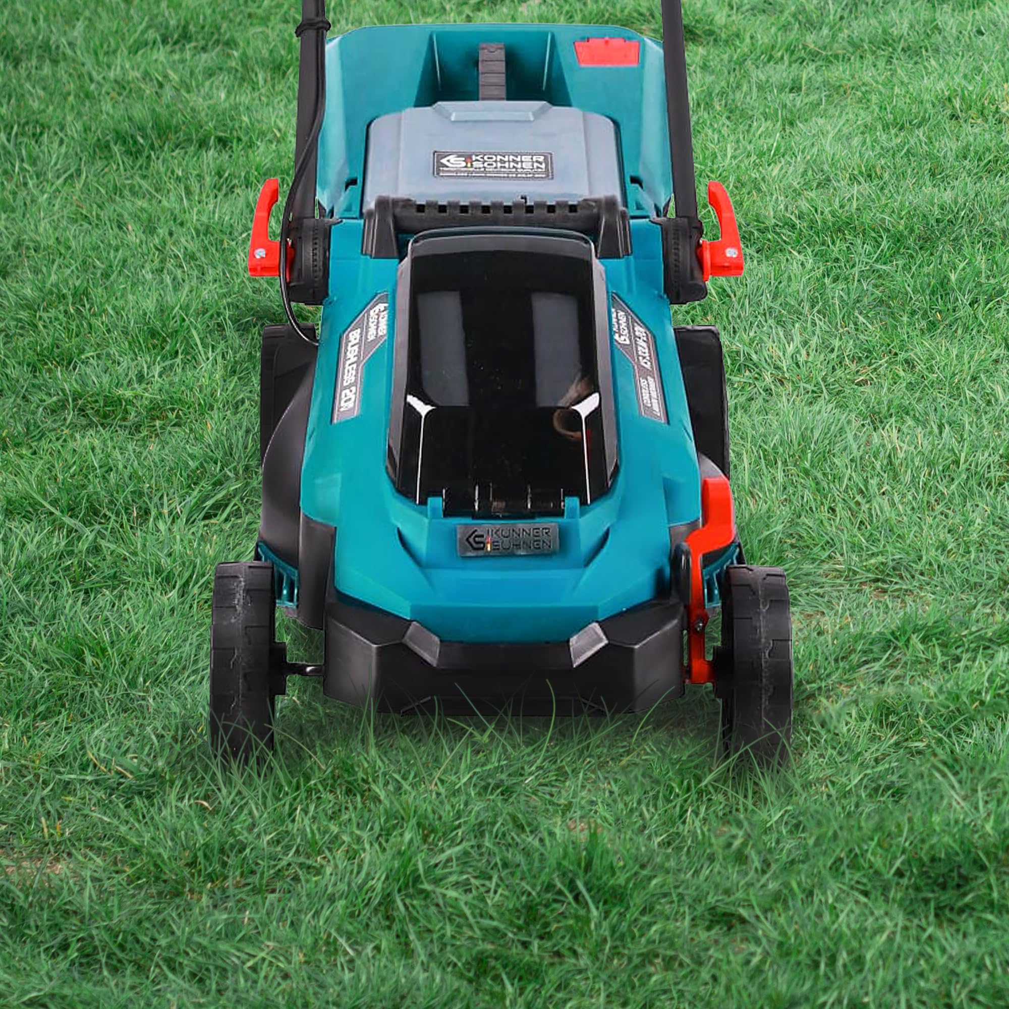 K&S Könner&Söhnen KS 33LM-20V Tondeuse à Batterie, Tension 20 V, Vitesse à Vide 3200 TR/Min, Largeur de Coupe 330 mm, Hauteur de Coupe 25-75 mm, 5 Positions, Panier à Herbe 30 l, Fonction de Mulching