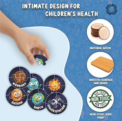 Image of Wooden Lock Solar System Puzzle for Kids | Educational Planet Puzzle Board | Learn Planets, Orbits & Space | Montessori Science Toy Perfect Stem Gift for Kids (Age 3+ Years)