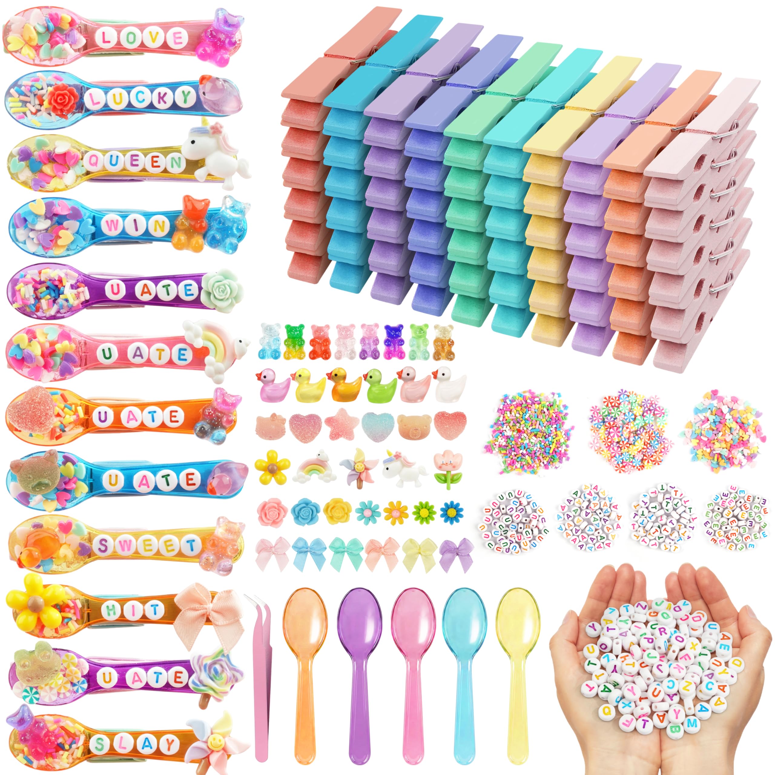 Fayoo 50 Pack DIY Wooden Cheer Pin Craft Kit, Macaron Color