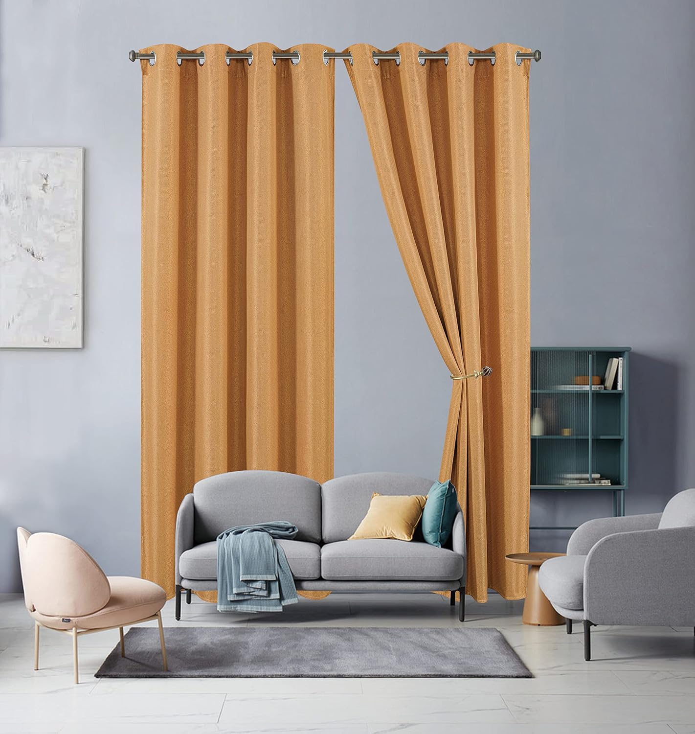 Ariella Solid Red Blackout Grommet Window Panel: 54" in x 84" in, Heat and Full Light Blocking for Full Privacy and Thermal Insulated, 2 Panels