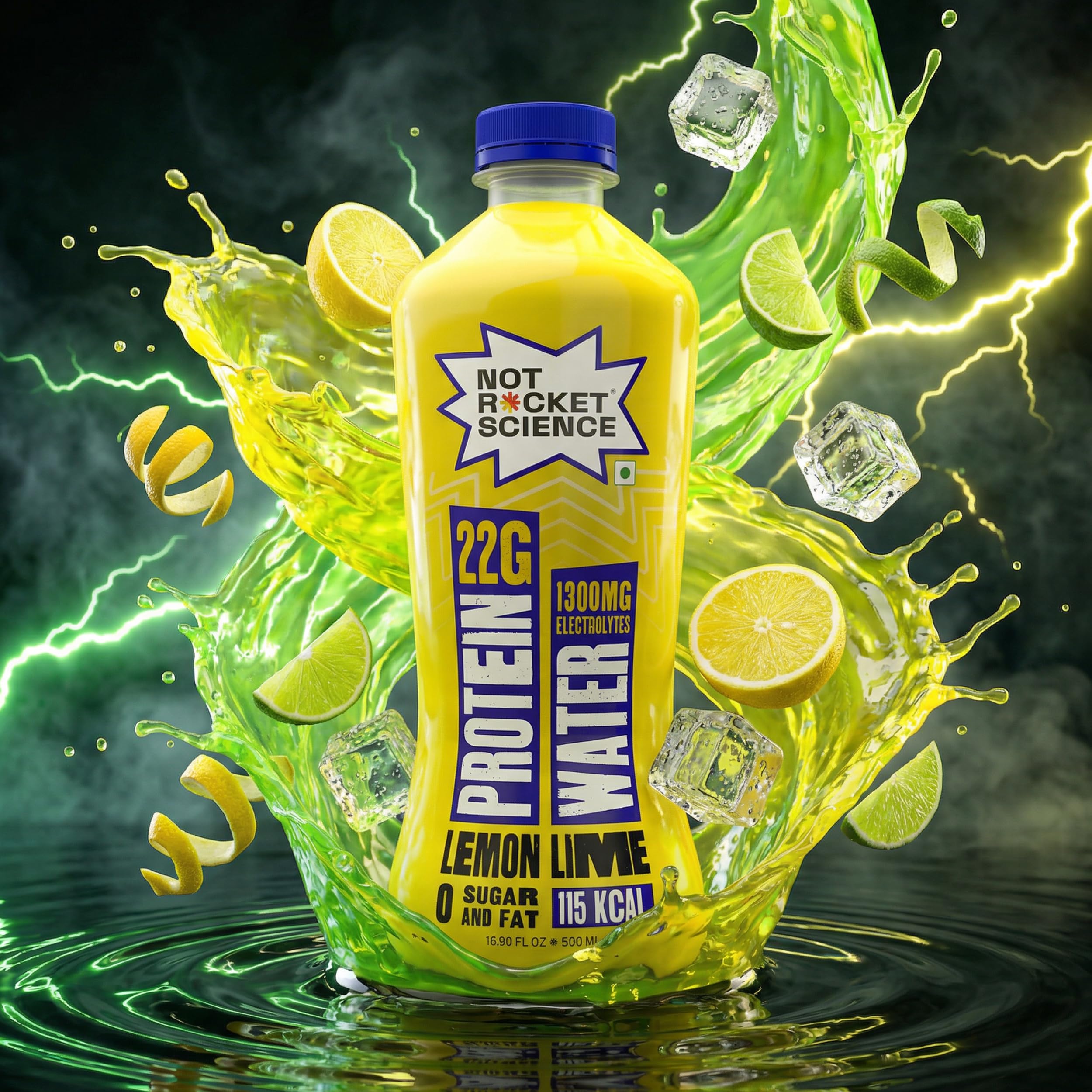 Not Rocket Science Protein Water - Lemon Lime | 22g Clear Whey Protein Isolate | 1300mg Electrolytes | 5g BCAAs | Zero Sugar | High Protein Drink | 500ml Pack of 3 4