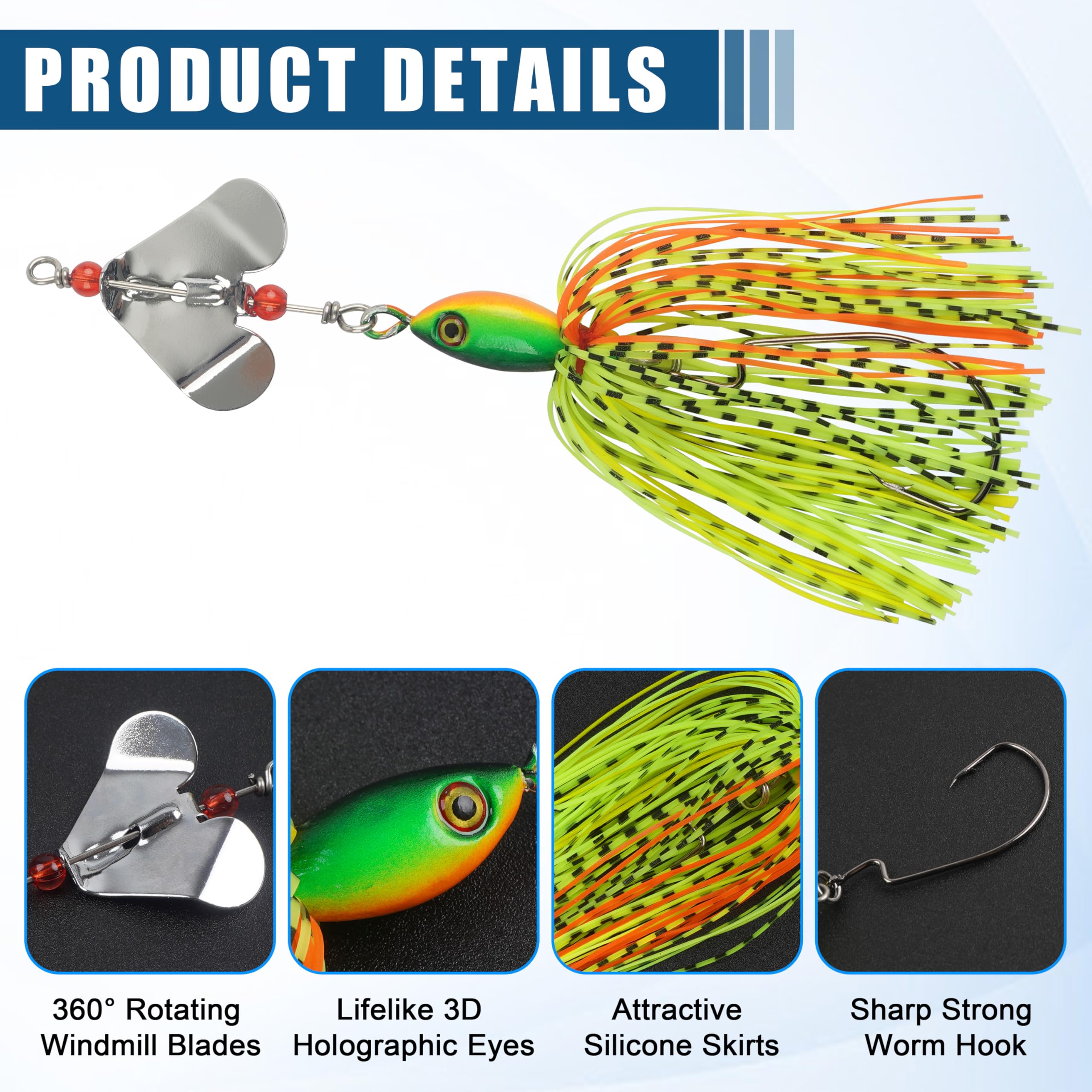 6/12 Stcke Spinner Angelkder Spinnerbait, Bladed Jig Kder Angel Set  Kunstkder Hechtkder Angeln Blinker Set Spinnkder Fischkder fr Hecht  Forelle Zander Barsch : Amazon.de: Sport & Freizeit