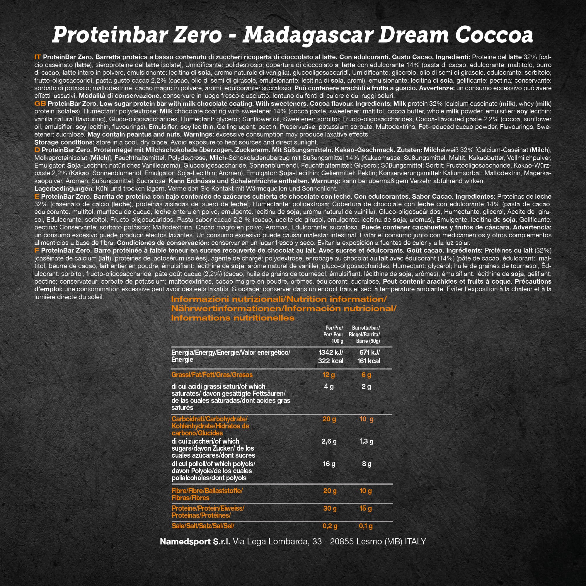 NAMEDSPORT PROTEINBAR ZERO Madagascar Dream Cocoa - 12 x 50g