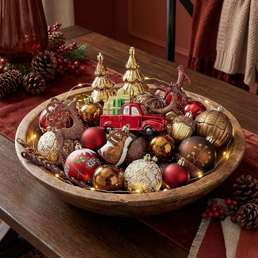 Amazon.com: Valery Madelyn Christmas Ornaments Set, 60ct Red and