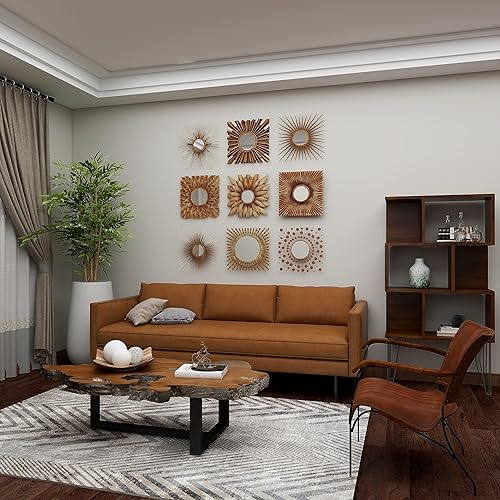 Miniatura 6 de Deco 79 Espejo de pared de metal rústico madera Mirr Decor S/9 W, H-60930, 23 x 23 pulgadas, dorado