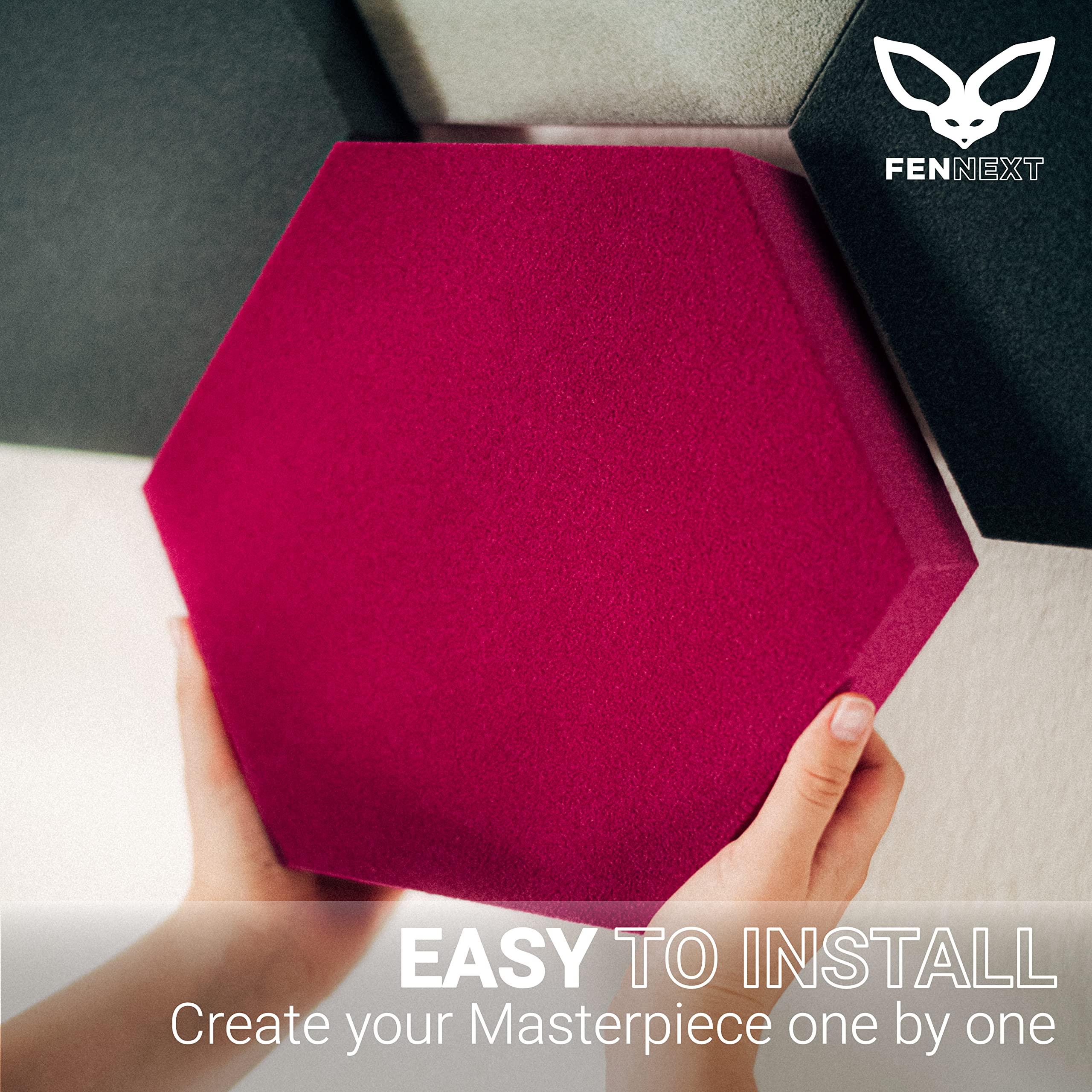 Velvet Pannelli Fonoassorbenti Design – Ottimizzazione del suono e anti-riverbero per gaming, YouTube Studio, ufficio, 9x Pannelli decorativi 3D per parete RUBY LIGHT