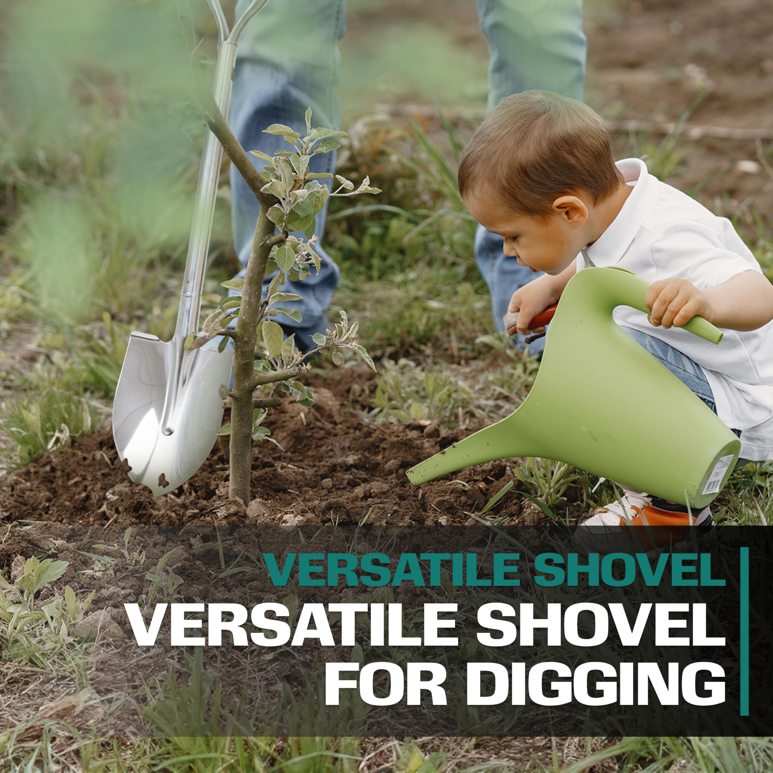 2wayz | Garden Shovel - 32.2 x 6.9 in - Stainless Steel Edging Shovel for Gardening - Heavy Duty Garden Digging Spade - Landscaping Pitchfork Tool - Farmer Spading Tools - Tree Planting Shovel