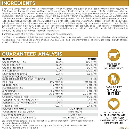 Miniatura 3 de Nutrisource Bocados pequeños seleccionados de High Plains sin granos 5 libras