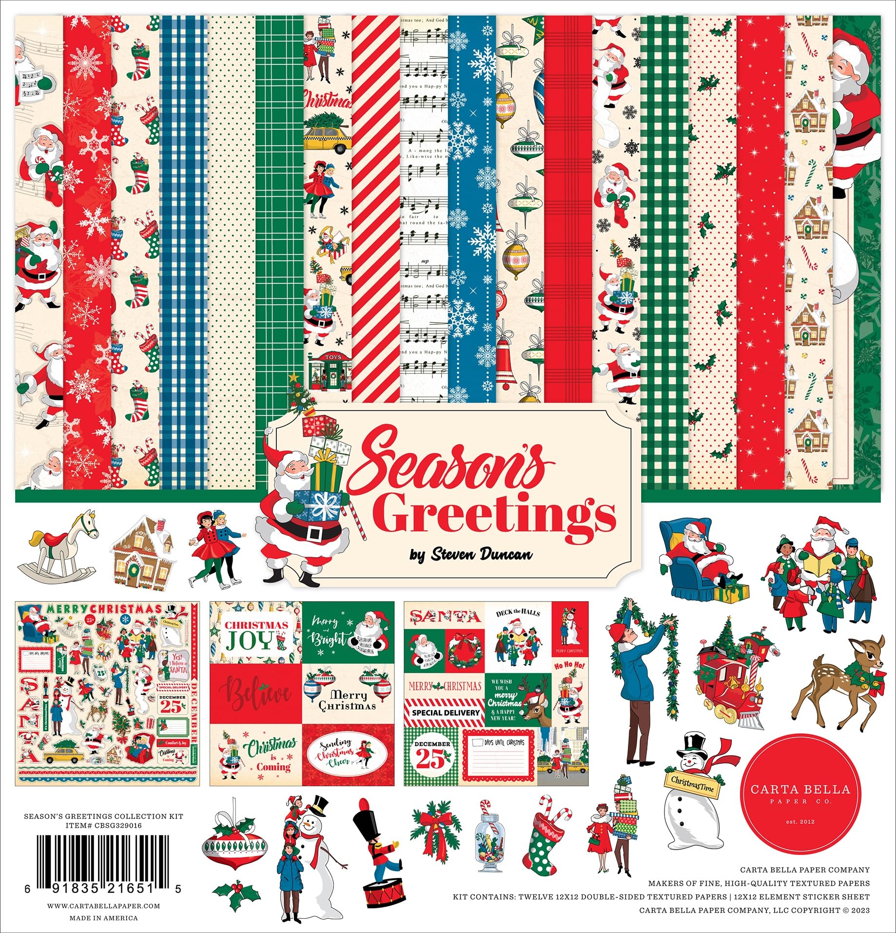Echo Park Paper Carta Bella Collection Kit 12"X12"-Season's Greetings
