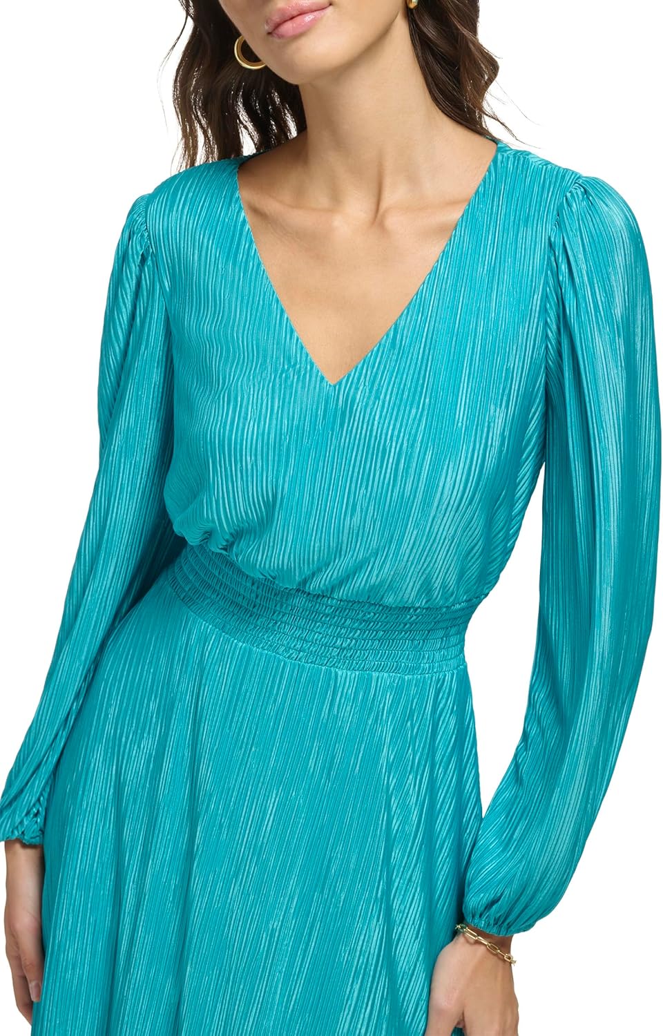 Kensie Womens Balloon Sleeve Smocked Waist Mini Dress - Image 3