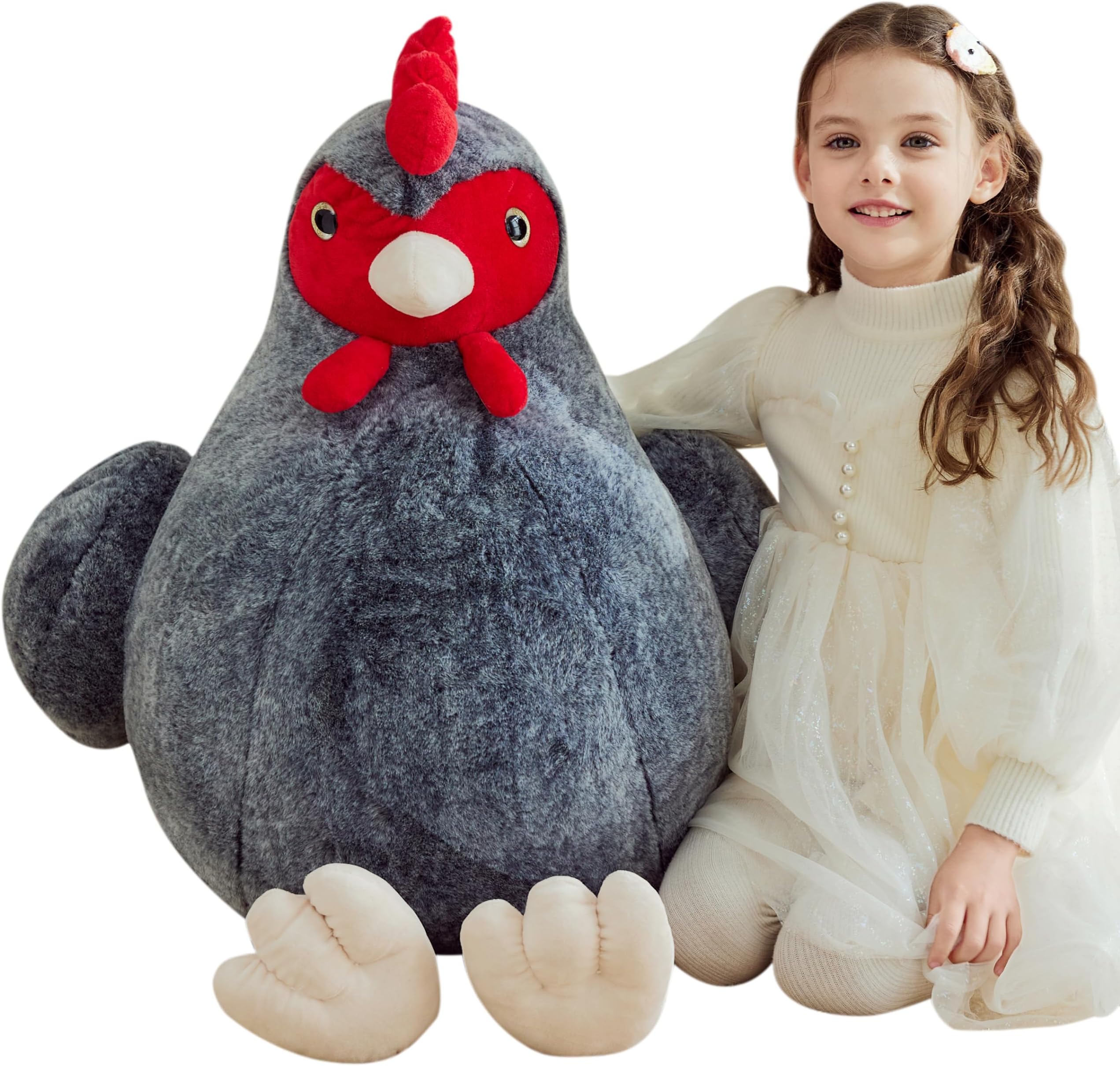 IKASA Giant Chicken Stuffed Animal Plush Toy,Big Large Jumbo Soft Toys,25.5" Cute Huge Size Fluffy Plushy Oversized Fat Plushie,Gifts for Kids