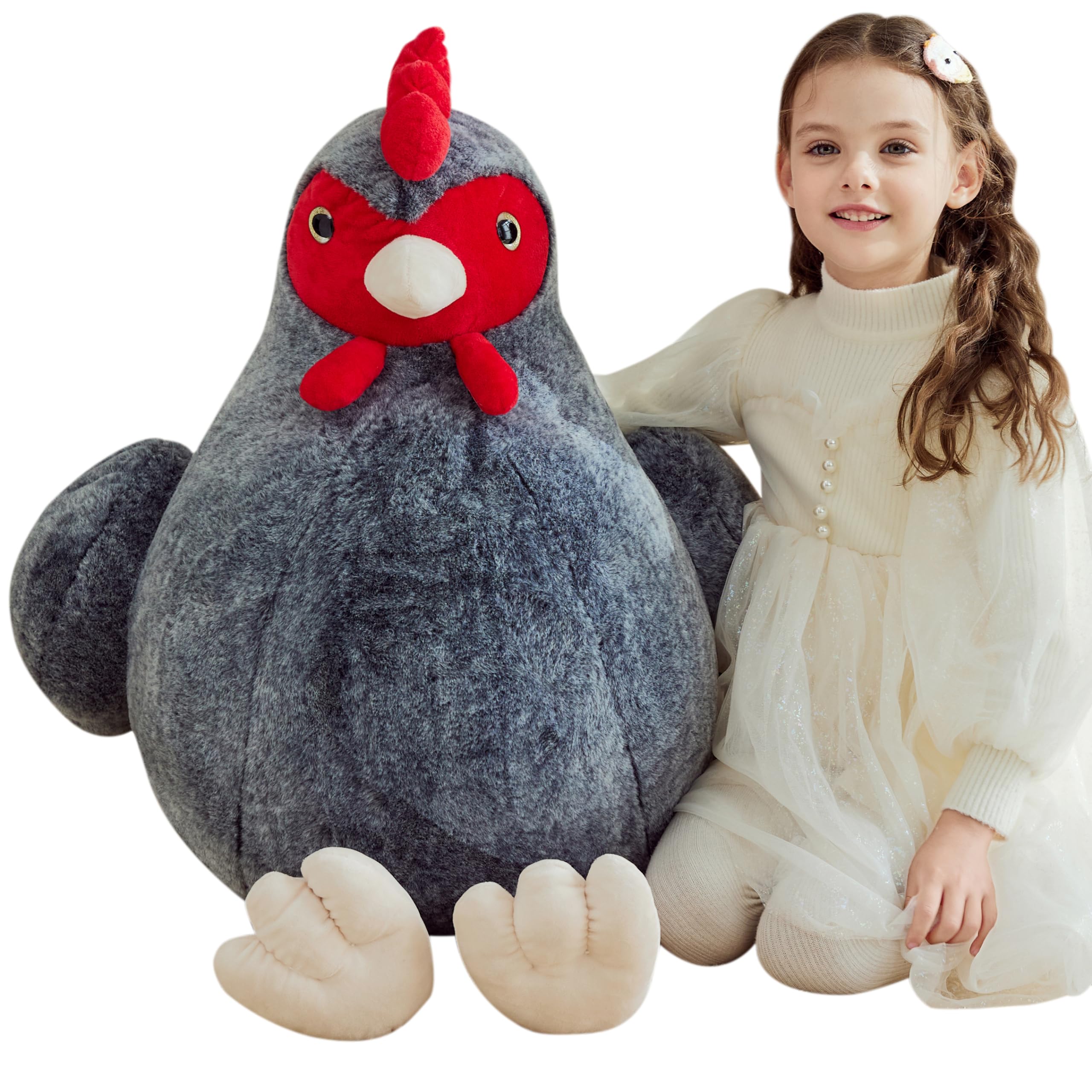 IKASA Giant Chicken Stuffed Animal Plush Toy,Big Large Jumbo Soft Toys,25.5" Cute Huge Size Fluffy Plushy Oversized Fat Plushie,Gifts for Kids