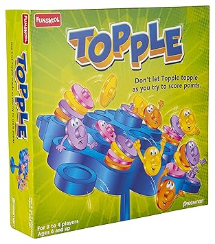 Funskool Games - Topple, Strategy balancing and skill game, Stack 5 in a row, Kids & Family, 2 - 4 players, 6 & above