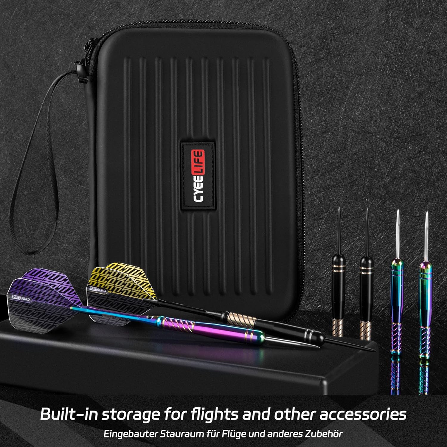 CyeeLife Pro Steel Tip Darts Set – 20g Brass Darts Gift Set with Dart Case | Includes 6 Aluminum Shafts, 12 Flights, 20 O-Rings, 2 Protectors, Sharpener & Tools for Beginners or Professionals