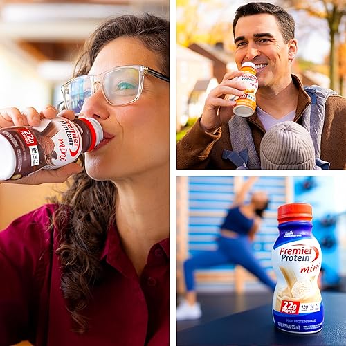 Miniatura 6 de Premier Protein Shake MINIs, vainilla, 0.78 oz de proteína, 120 calorías, 0.04 oz de azúcar, 8.75 onzas líquidas, paquete de 12
