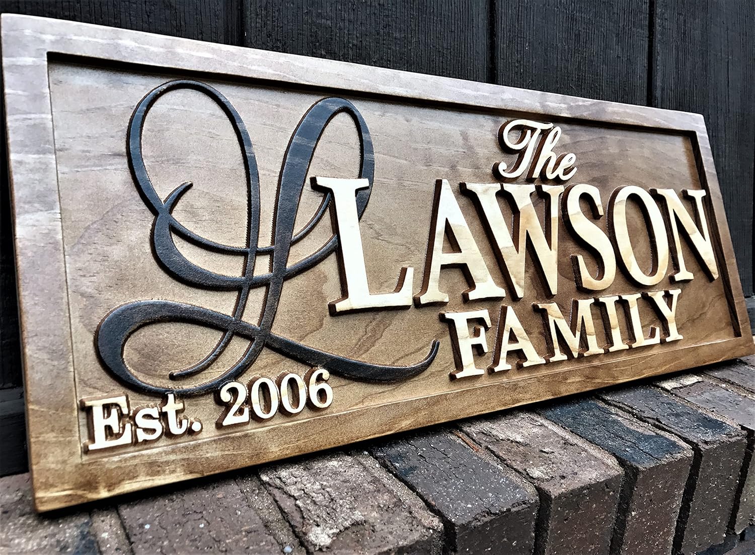 Personalized Lake House Sign Custom Wood Sign Carved Last Name Wooden Signs Home Décor 3D Cabin Rustic Lakehouse Personalized Wedding Gift Established Sign Family Name Sign 5 Year Anniversary