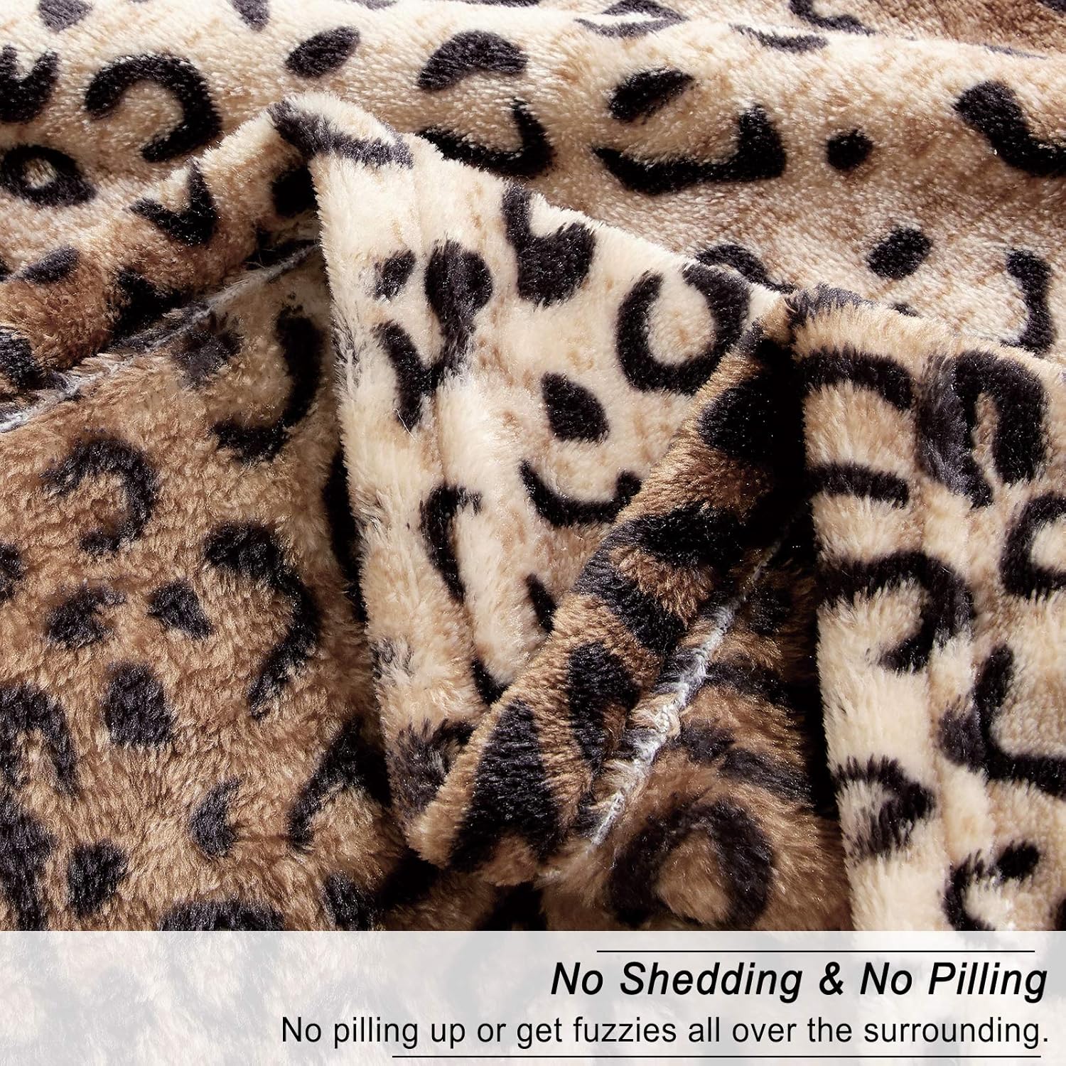 Viviland Flannel Fleece Blanket Queen Size 90x90 inches, Lightweight, Super Soft Cozy Warm Blanket, Leopard Print