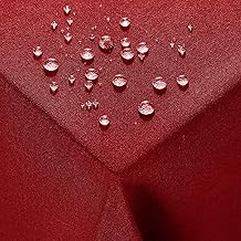 Deconovo Stain Resistant Rectangular Tablecloth – Waterproof Tablecloth for Table, Linen Style, Durable and Easy to Clean, Ideal for Kitchen and Dining Room – Oeko-Tex®, 130 x 220 cm, Dark Red