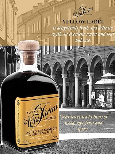 Miniatura 2 de Via Farini Yellow Label Aceto Balsamico Di Modena IGP Vinagre de vino balsámico italiano envejecido 8.45 onzas líquidas