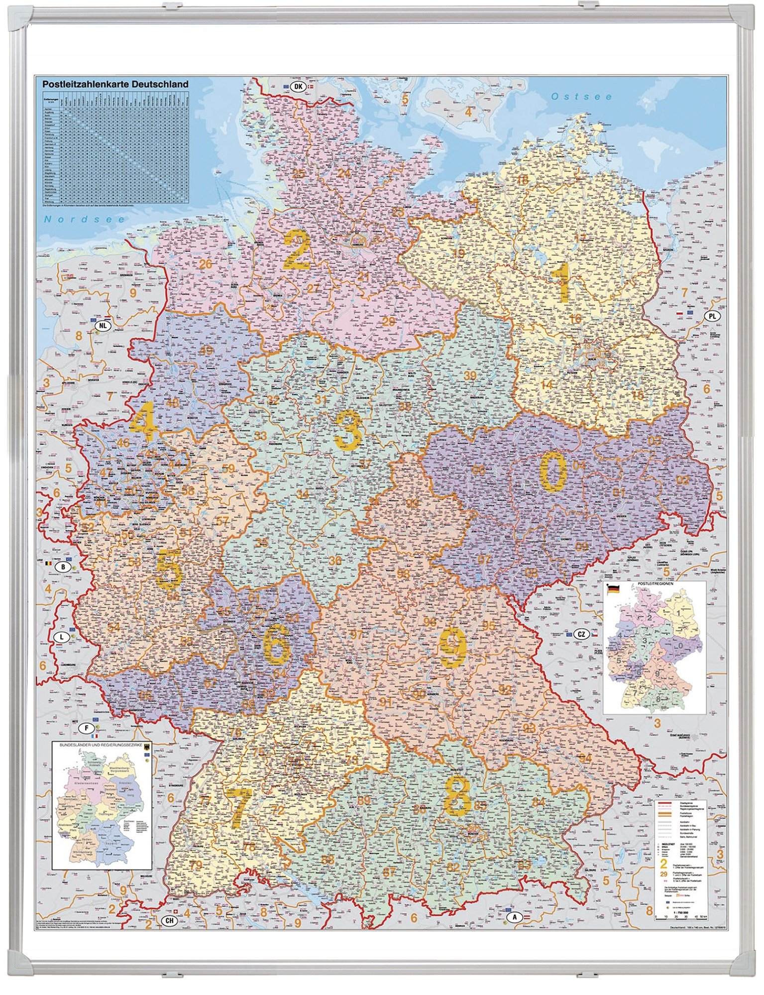 Franken KA440M Kartentafel Plz (Deutschland magnethaftend 1:750.000) 138 x 98 cm