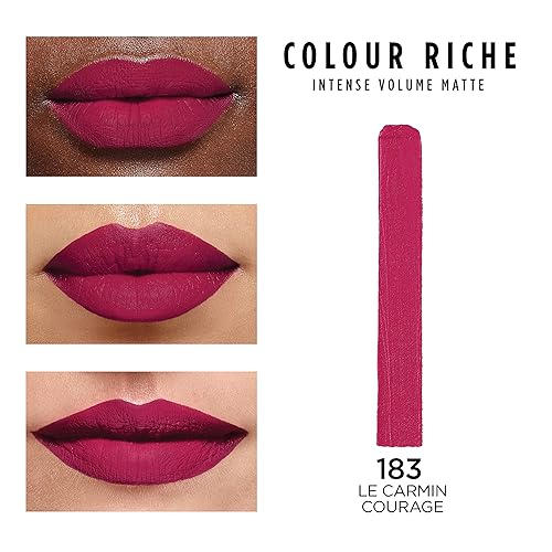 Miniatura 2 de L'Oréal Paris Colour Riche - Lápiz labial mate de volumen intenso, con ácido hialurónico para hasta 16 horas de comodidad durante todo el día, rojo